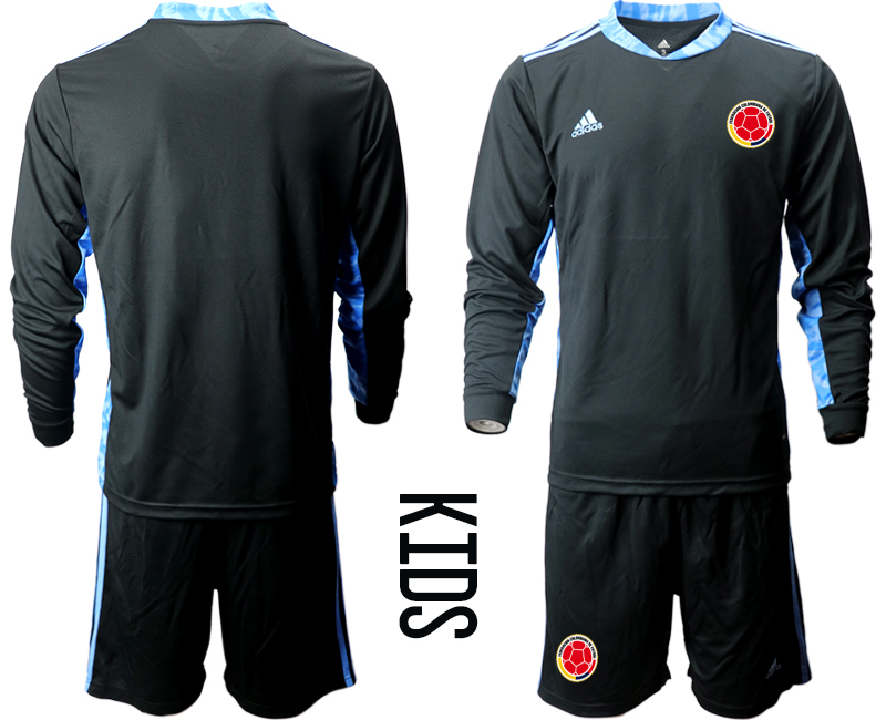 Youth 2020-2021 Season National team Colombia goalkeeper Long sleeve black Soccer Jersey